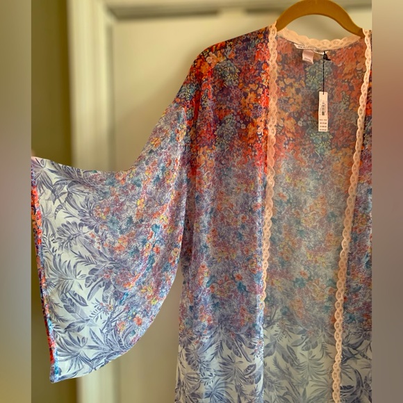 Victoria Secret Sheer Kimono with Lace Edging NWT - Picture 7 of 8